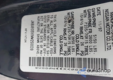 1998 Nissan Pathfinder Le/Se/Xe из США, поврежденный, VIN JN8AR05YXWW250039